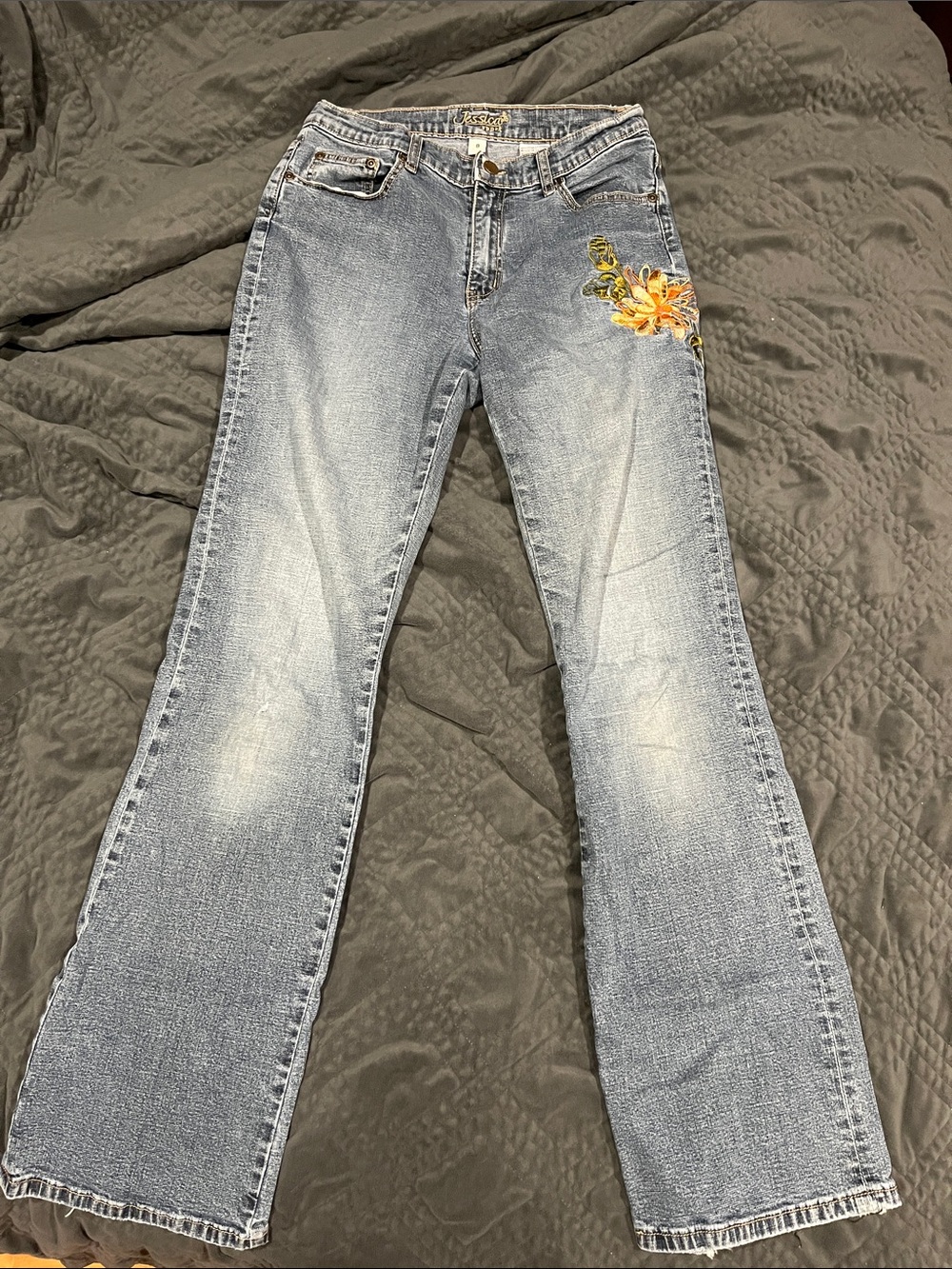 Jessica Simpson Light Blue Flare Jeans with Floral Embroidery